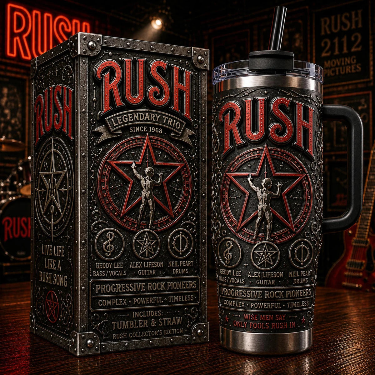 Rush Rock Band Music Cup Tumbler