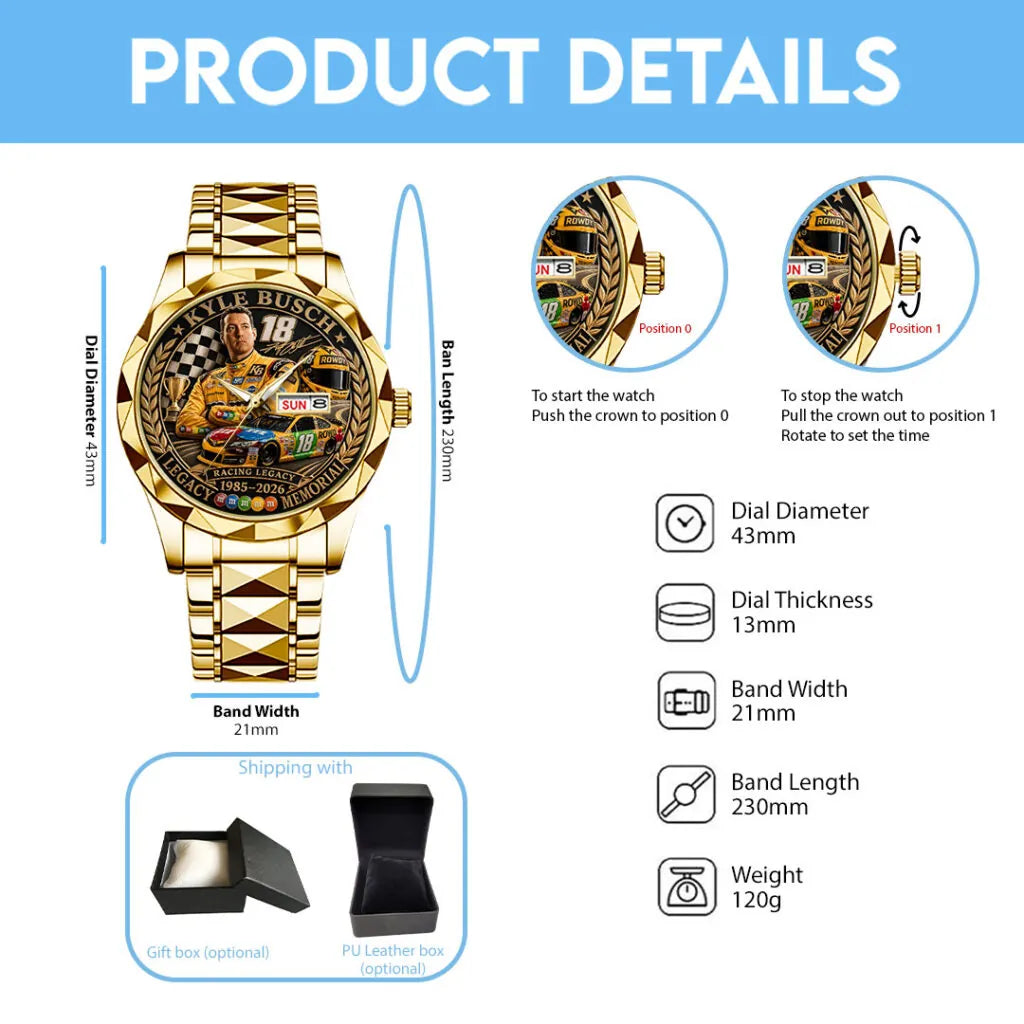 Kyle Busch Alloy Luxury Quartz Watch