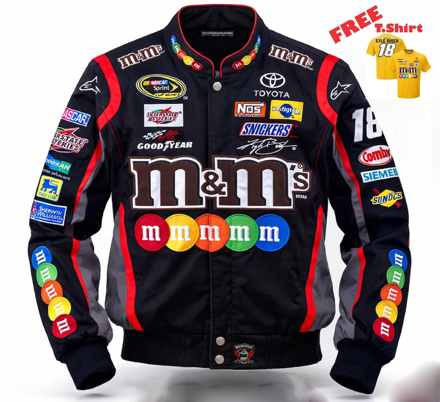 M&M's NASCAR Racing Sublimation Jacket Kyle Busch Fans wear