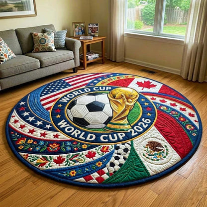 2026 World Cup Soccer Ball Round Tufted Rug V2