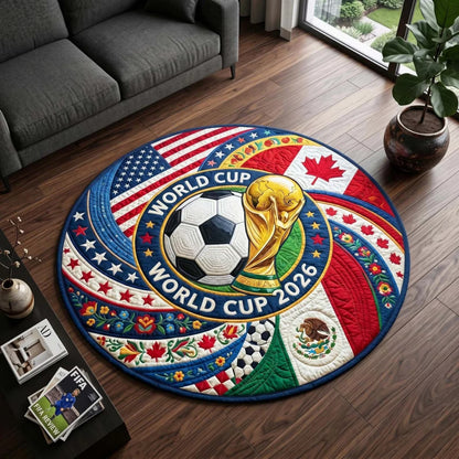 2026 World Cup Soccer Ball Round Tufted Rug V2